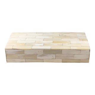 Late 20th Century Vintage Rectangular Tessellated Bone Box For Sale