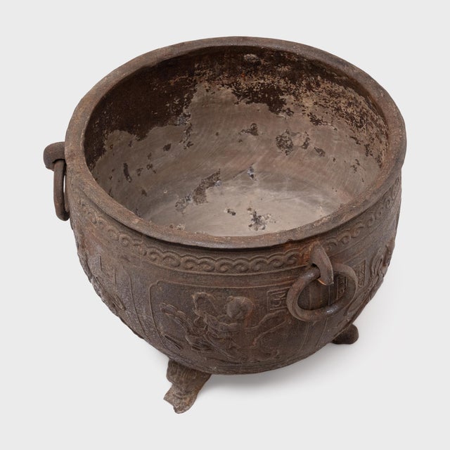 Traditional 19th Century Chinese Cast Iron Relief Planter For Sale - Image 3 of 4