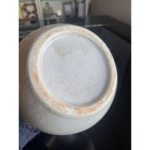 Chinese Celadon Crackle-Glaze Vase With Peach Handles For Sale In Palm Springs - Image 6 of 7