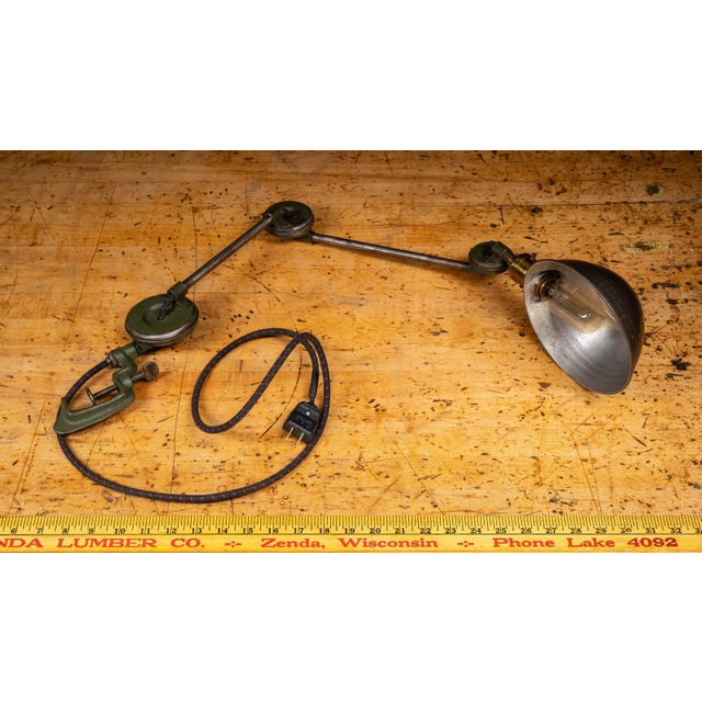 Vintage Industrial Articulating Table Mount Task Lamp For Sale - Image 9 of 11