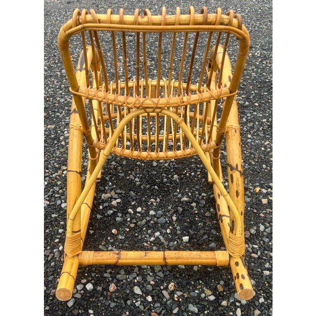 Brown Vintage Bamboo 1960’s Franco Albini Style Rocker For Sale - Image 8 of 9