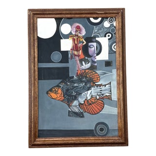 Vintage Surrealist Oil on Canvas For Sale
