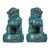 Pair of Vintage Bronze Guardian Lions – "Oriental Awakening Lions" With Flamed Patina For Sale