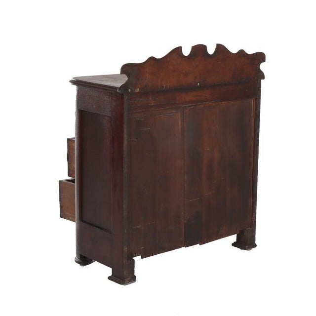 Brown Antique Rococo Walnut 3-Drawer Commode With Back Splash & Carved Pulls For Sale - Image 8 of 11
