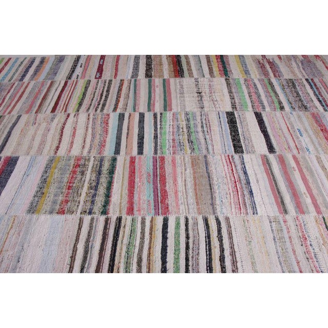 Modern Rug & Kilim's Modern Patchwork Kilim Rug in Gray Multicolor Stripe Pattern For Sale - Image 3 of 5