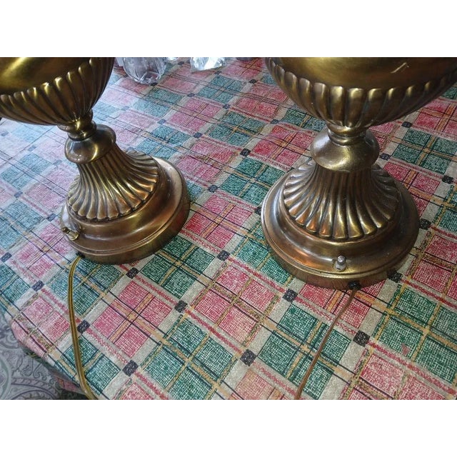 Metal Vintage Brass Torchiere Table Lamps, a Pair For Sale - Image 7 of 12