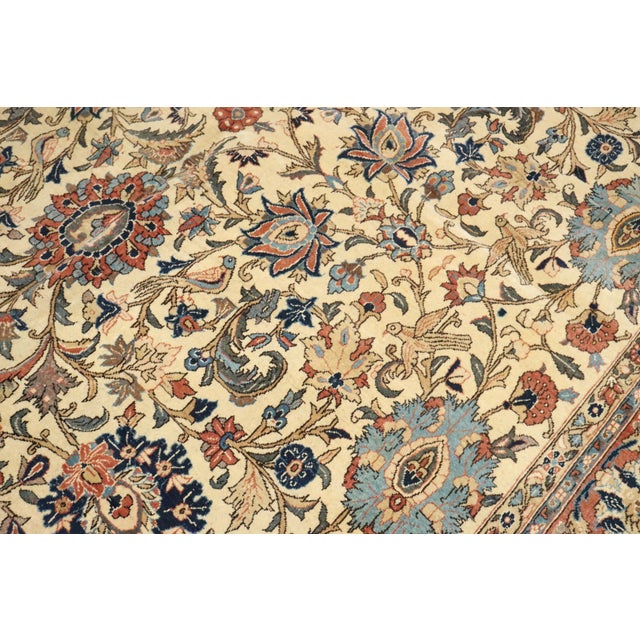 Yellow Antique Zabihi Collection Persian Qum Room Size Rug For Sale - Image 8 of 11