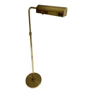 Mid-Century Modern Brass Adjustable Pharmacy Floor Lamp For Sale