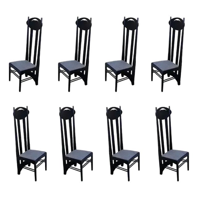 Late 20th Century Set of 8 Argyle Chairs by Charles Rennie Mackintosh for Atelier International For Sale