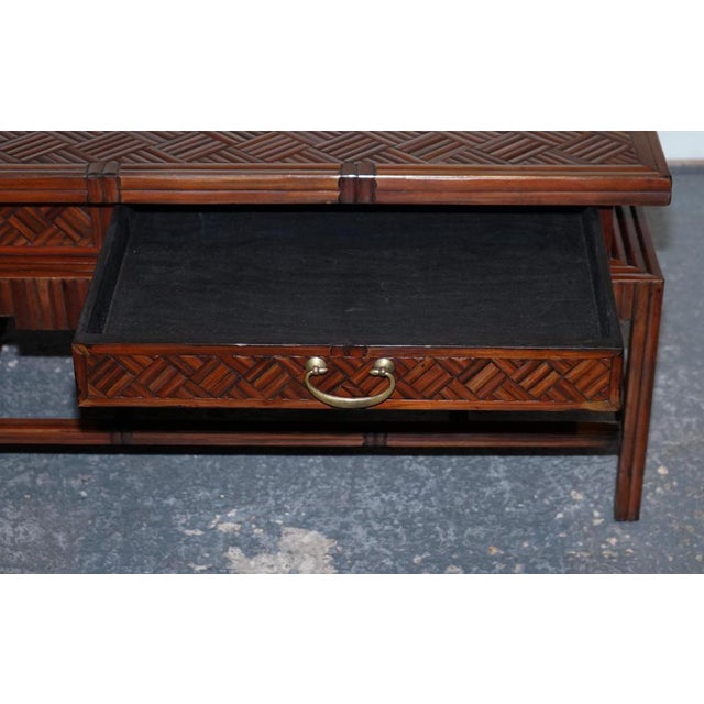Faux Bamboo Pagoda Coffee Table with Drawers from Maitland & Clascoe, 1950s For Sale - Image 6 of 15