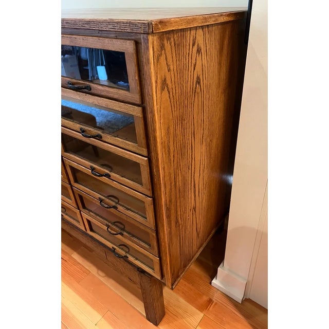 Mid-Century Modern Vintage English 18 Drawer Haberdashery Cabinet For Sale - Image 3 of 9