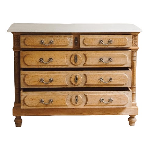 French Country-Style Chest of Drawers in Natural Oak For Sale