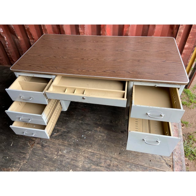 Vintage Mid Century Modern Metal Tanker Desk For Sale In Sacramento - Image 6 of 10