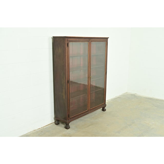 R. J. Horner & Co. R. J. Horner Style American Empire Carved Mahogany Bookcase With Ball and Claw Feet, Circa 1890s For Sale - Image 4 of 13