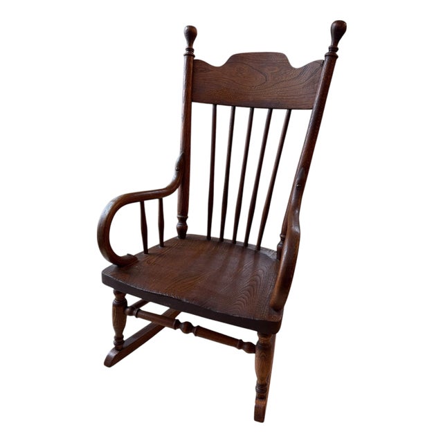 Antique Early American Oak Windsor Children’s Rocker For Sale