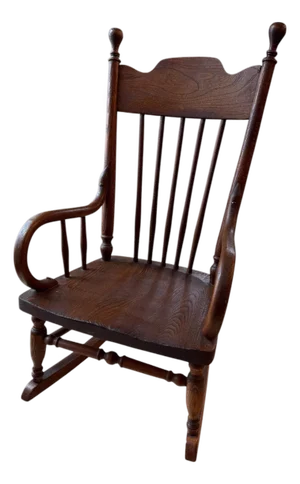 Antique Early American Oak Windsor Children’s Rocker