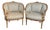 Antique French Painted Frame Chairs Striped Upholstery, Pair For Sale