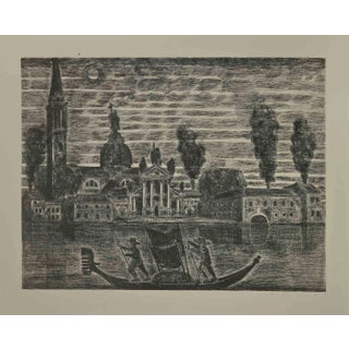 Gianpaolo Berto, Gondoliers in Venice, Etching, 1974 For Sale