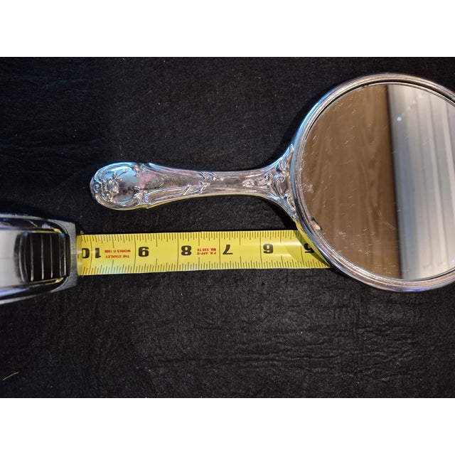 Art Nouveau Art Nouveau Silver Colored Repousse Hand Mirror For Sale - Image 3 of 4