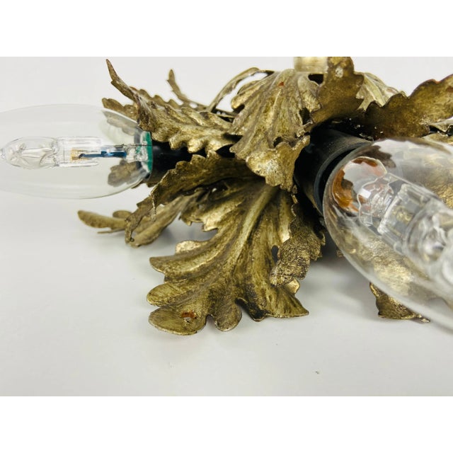 Metal Florentine Flower Flush Mount Attributed to Banci Firenze, 1950s For Sale - Image 7 of 10