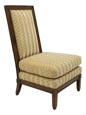 High Back Upholstered Baker Style Accent Slipper Chair