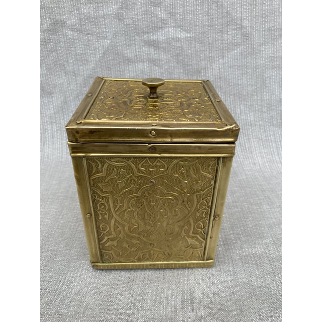 Wood Small Vintage Brass Covered Wood Lidded Box For Sale - Image 7 of 12
