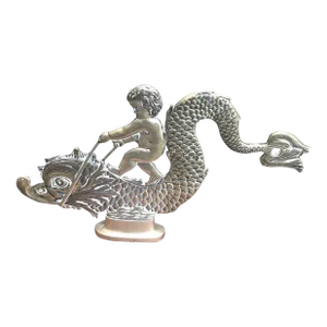 Antique Italian Art Deco Silvered Bronze Huge/ Heavy / Fish/Sea Creature/ Dolphin - Gondola Ornament Sculpture