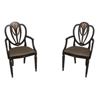 Lousa Braga Paint Decorated Shield Back Armchairs For Sale