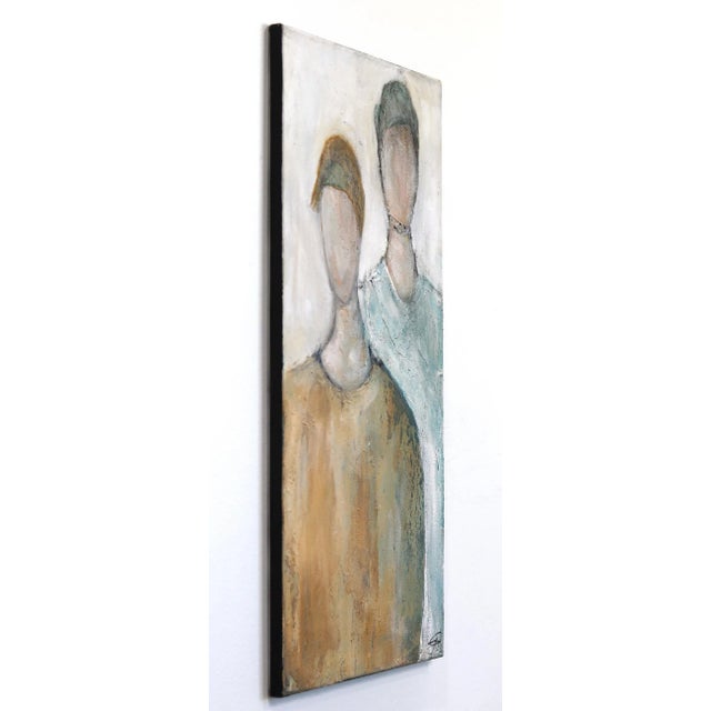 Textile 0612 - Contemporary Original Art for Sale Minimalist Abstract Figurative Mixed-Media Painting by Edith Konrad For Sale - Image 7 of 9