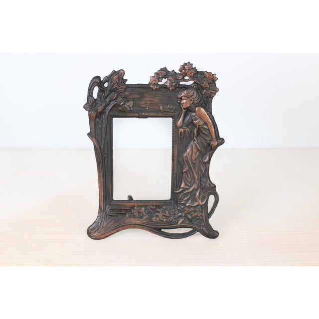 Mid-Century Art Nouveau–Style Cast Iron Picture Frame For Sale - Image 10 of 11