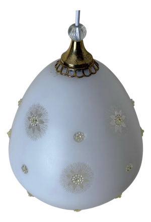 Swedish Milk Glass Pendant with Floral Motif and Brass in the style of Harald Notini, 1960s