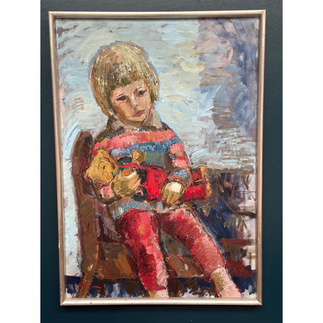 Bertil Wahlberg, Portrait of a Child, 1950s, Oil on Canvas, Framed For Sale - Image 11 of 18