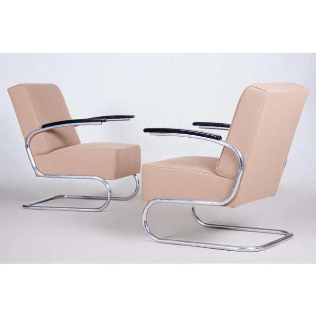 1930s Set of Bauhaus Armchairs in Beech & Chrome attributed to Mücke-Melder, 1930s For Sale - Image 5 of 13