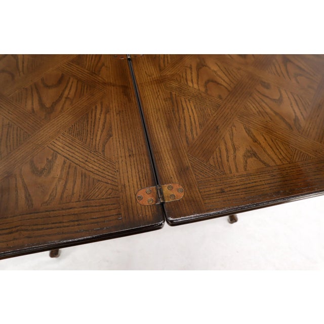 Henredon Cabriole Leg Parquet Flip Top Console to Dining Table For Sale - Image 11 of 13