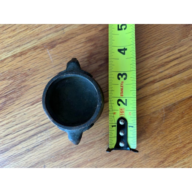 Chinese Patinated Bronze Censer With Elephant Handles & Wood Stand For Sale In New York - Image 6 of 6