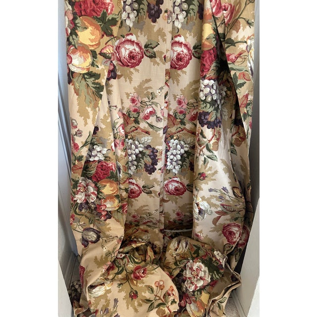 Vintage Thomasville Floral Vallance & 2 Panel Drape Set For Sale In Palm Springs - Image 6 of 9