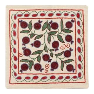 19"x19" Decorative Silk Embroidered Suzani Cushion Cover from Uzbekistan For Sale