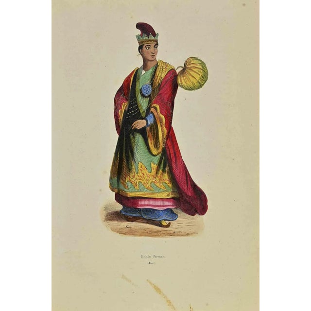 Burmese Nobleman is a lithograph made by Auguste Wahlen in 1844. Hand colored. Good condition. At the center of the...