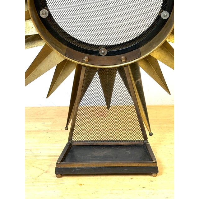 Diminutive Jacques Adnet, Attributed -Sunburst Fire Screen, France, C 1950 For Sale - Image 10 of 12