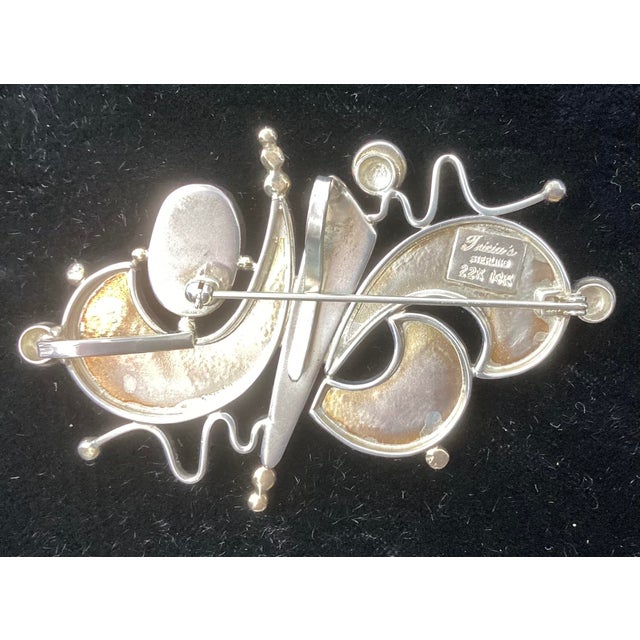 Mid 20th Century Tricia Young Sterling, 18k Gold, Druzy Quartz, and Moonstone Pin/Pendant and Earrings, 3 Pieces For Sale - Image 4 of 7