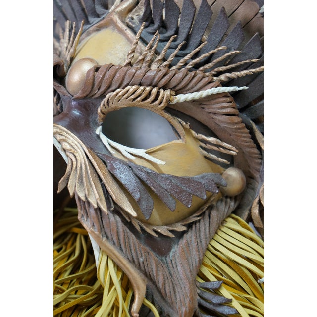 2 Vintage 1980s Jl Chuites Leather Tassel Mardi Gras Face Masks For Sale - Image 14 of 16
