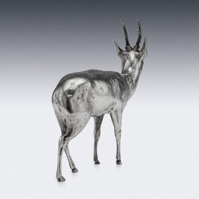 1920s 20th Century German Silver Statues of a Reindeer, Hanau, 1920s For Sale - Image 5 of 18