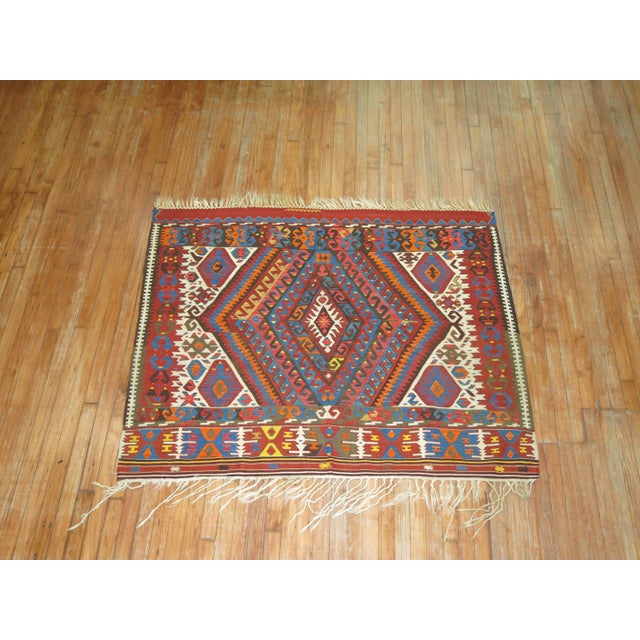 Antique Square Turkish Tribal Kilim - 4'4" x 5'2" For Sale In New York - Image 6 of 6