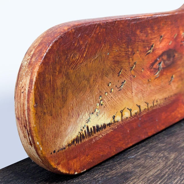 Original Surreal Art on Shaped Wood – Tree and Abstract Figures Painting For Sale - Image 4 of 7