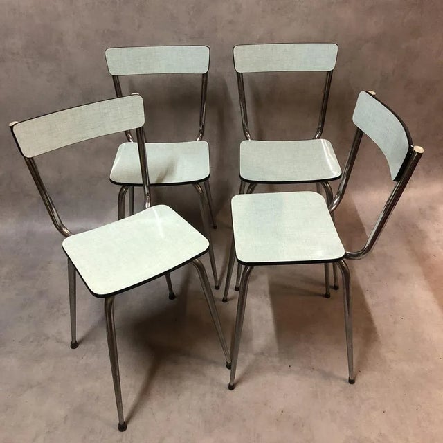 1950s Pale Green Formica Side Chairs, 1950s, Set of 4 For Sale - Image 5 of 14