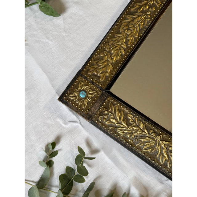 Large Vintage Turquoise Mirror For Sale - Image 6 of 7