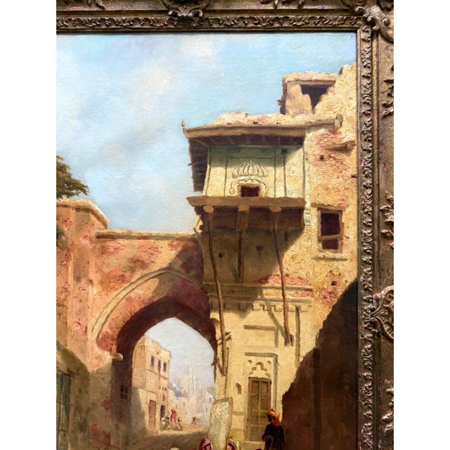 Wood Orientalist Painting of Cairo by Austrian Artist Franz Richard Unterberger For Sale - Image 7 of 15