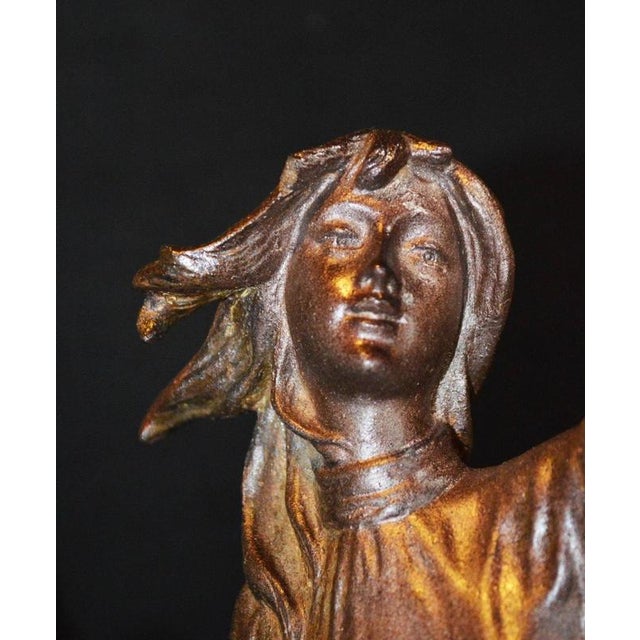 Art Nouveau French Figural Bronze Desk Lamp & Inkstand from Louis Cahuzac, 1920 For Sale - Image 12 of 18