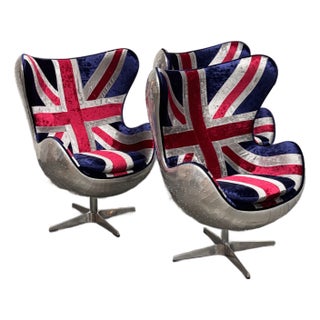 Acme Furniture Brancaster Union Jack Egg Chairs, Set of Three For Sale