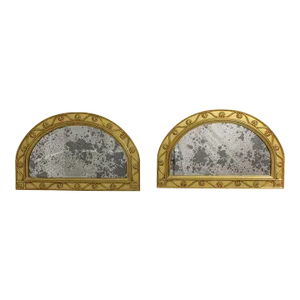 Pair Arch Top Gold Gilt Over Window or Door Mirrors